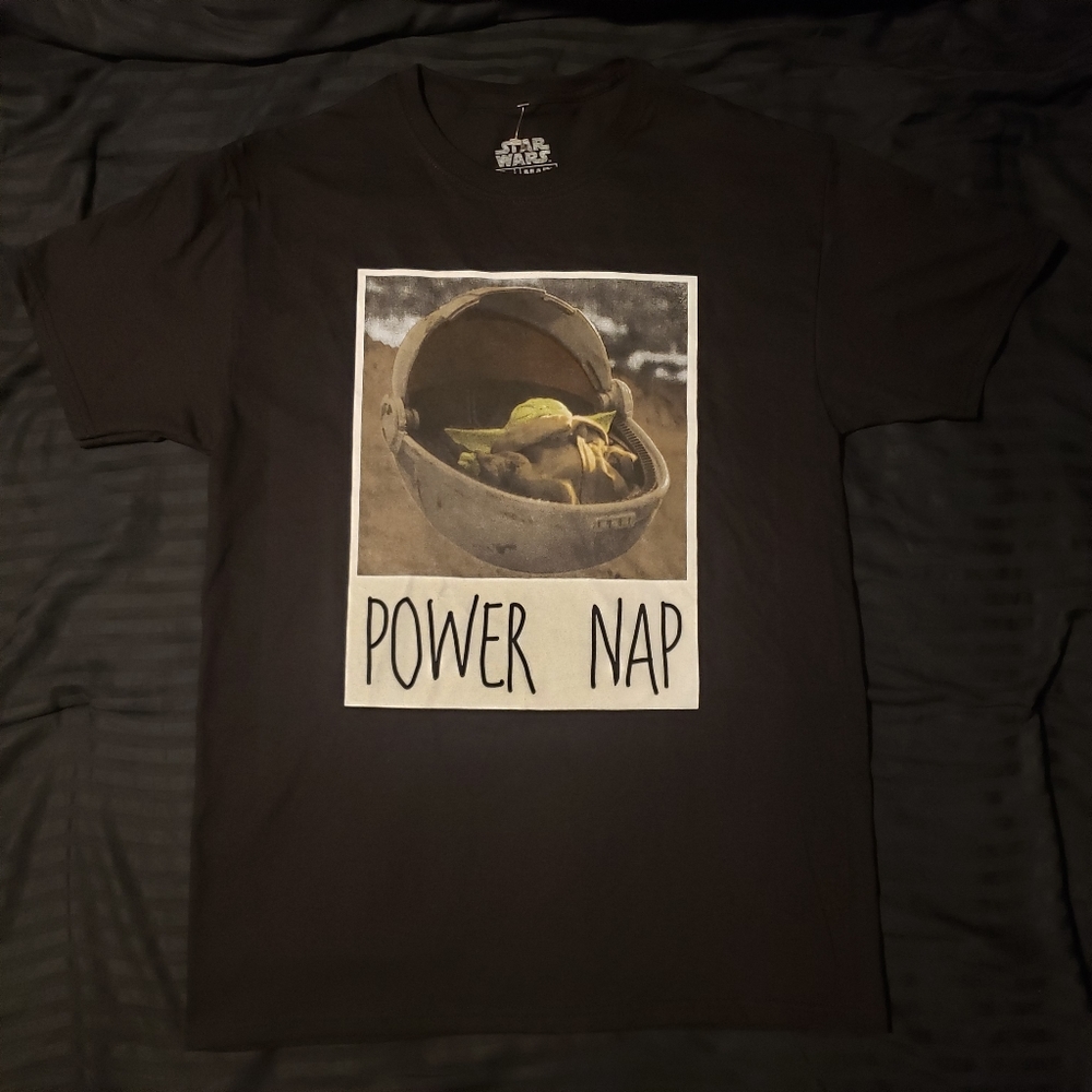 The Mandalorian Power Nap Baby Yoda Black Graphic